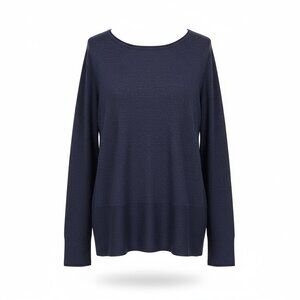 Vince Mélange Navy Long Sleeve Knit Top – Size L